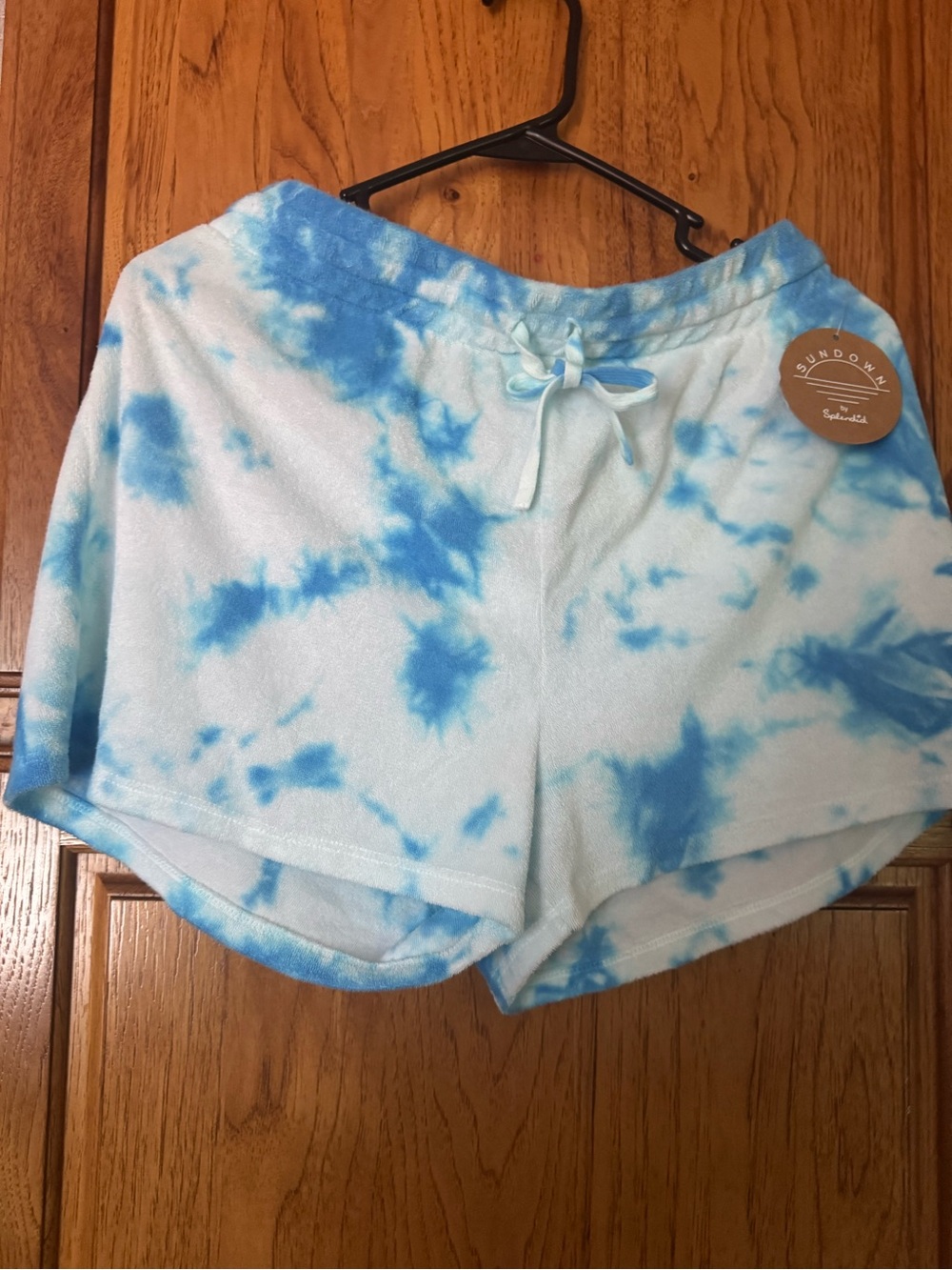 Sundown  Blue and White Tie-Dye Lounge Shorts